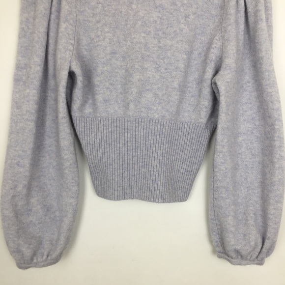 Madewell Balloon Sleeve Sweater Lavender V-neck Cropped Ribbed Knit Size M - Picture 9 of 10